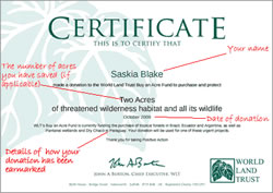 World Land Trust Certificate